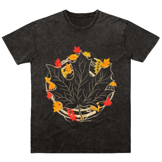 Autumn Leaves Nature Forest Thanksgiving Mineral Wash T Shirts