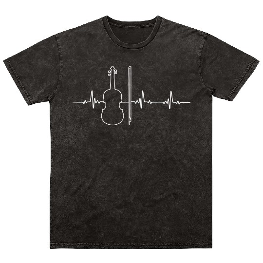 Violin Heartbeat Music Lover For Violin Lovers JT Mineral Wash T Shirts
