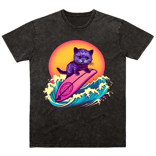 Cool Cat Surfing Mineral Wash T Shirts