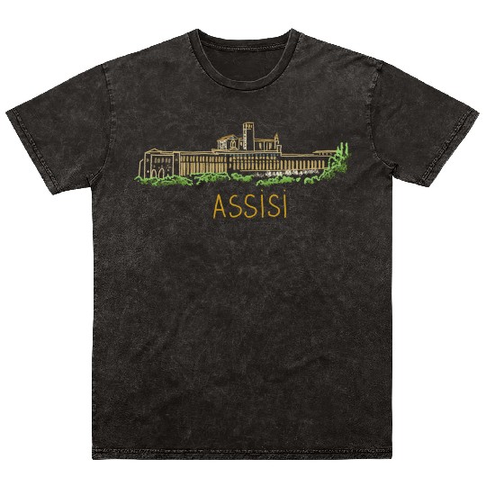 Assisi City Italy Souvenir For Mineral Wash T Shirts