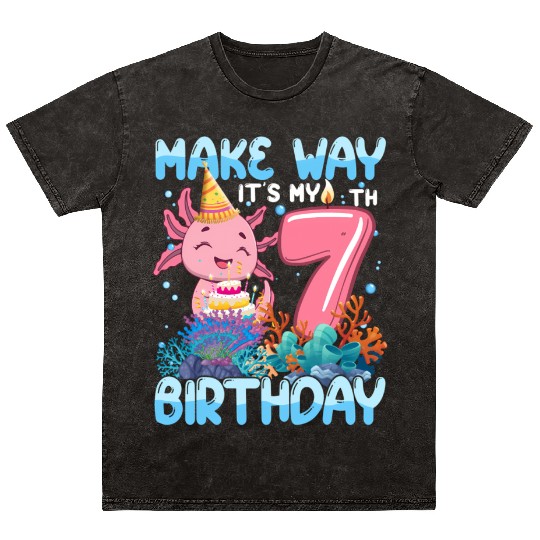 Make Way It'S My 7Th Axolotl 7 Mineral Wash T Shirts