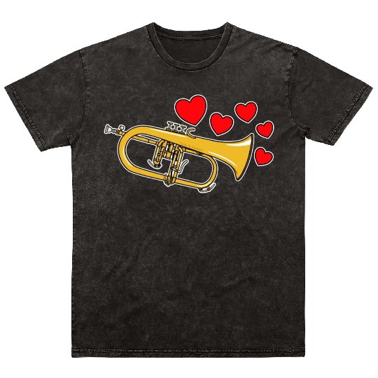 Valentines Flugelhorn Teacher Brass Player Wedding Mineral Wash T Shirts
