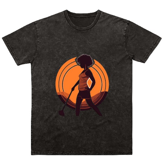 Golfer Girl Afro Woman Golf Player African Mineral Wash T Shirts