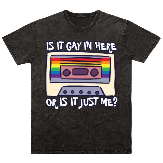 Is It Gay Here LGBTQ Ally Trans Gay Pride Rainbow Mineral Wash T Shirts
