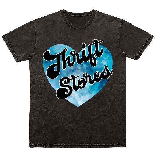 Thrift Stores blue watercolor heart Mineral Wash T Shirts