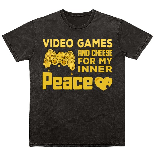 Video Games Gaming Cheese Love Gift Mineral Wash T Shirts