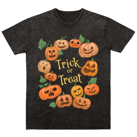 Trick Or Treat Pumpkins Mineral Wash T Shirts
