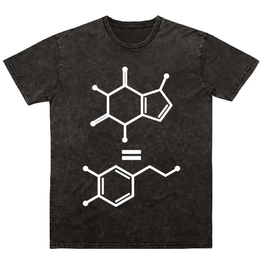 Caffeine Equals Hapess Dopamine Molecule Science Mineral Wash T Shirts