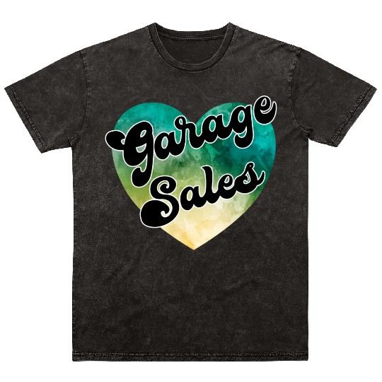 Garage Sales green yellow watercolor heart Mineral Wash T Shirts