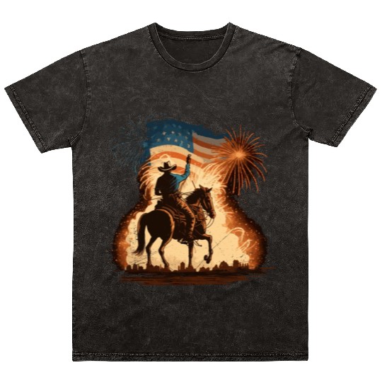 American Patriots USA Flag Horse Soldiers Mineral Wash T Shirts