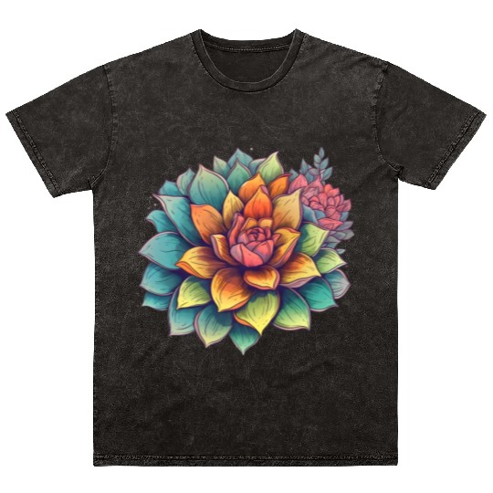 Cactus Blooming Cacti Succulent Lover Wildflower Mineral Wash T Shirts