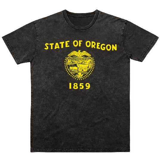 Blue Oregon Flag State Usa Mineral Wash T Shirts
