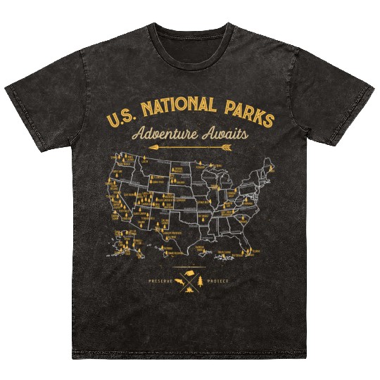62 National Parks Map Us Park Camping Hiking Mineral Wash T Shirts