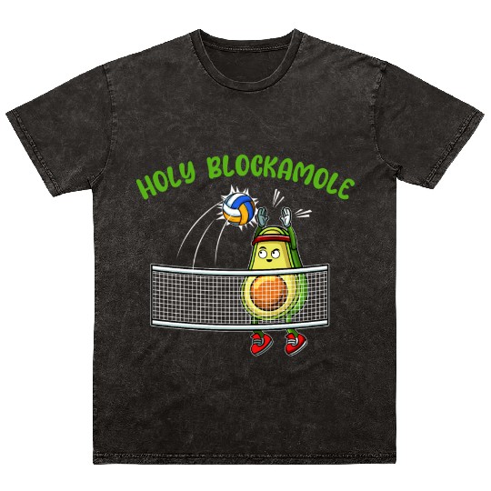 Holy Blockamole I Volleyball Avocado Food Mineral Wash T Shirts