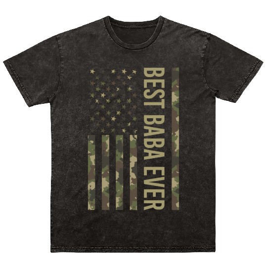 Best Baba Ever Us American Flag Camo For Fathers Mineral Wash T Shirts