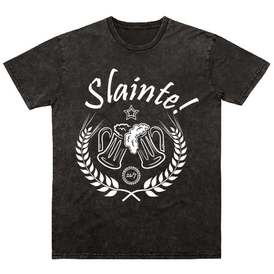 Slainte Irish Beer Greeting Mineral Wash T Shirts
