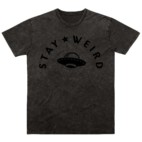 STAY WEIRD black Mineral Wash T Shirts