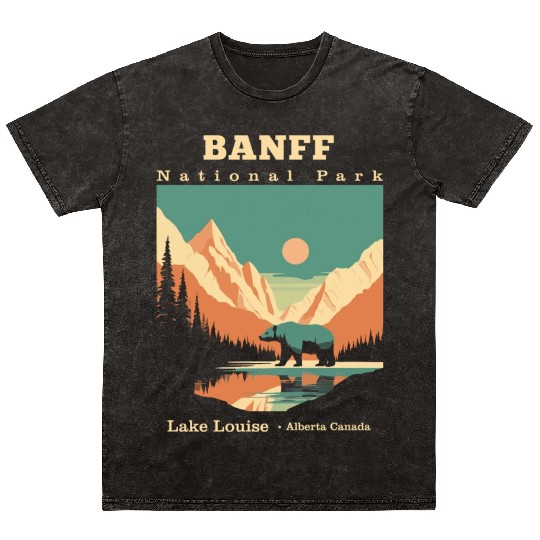 Vintage Retro Canadian Banff National Park Mineral Wash T Shirts