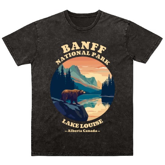Vintage Retro Canadian Banff National Park Mineral Wash T Shirts