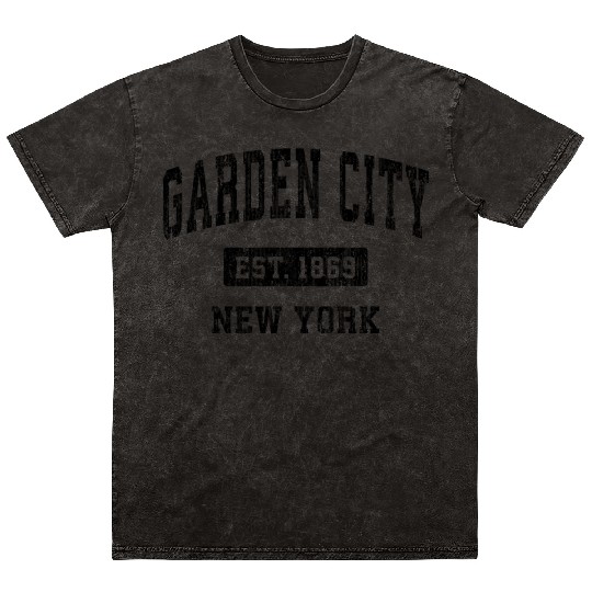 Garden City New York Ny Sports Black Mineral Wash T Shirts