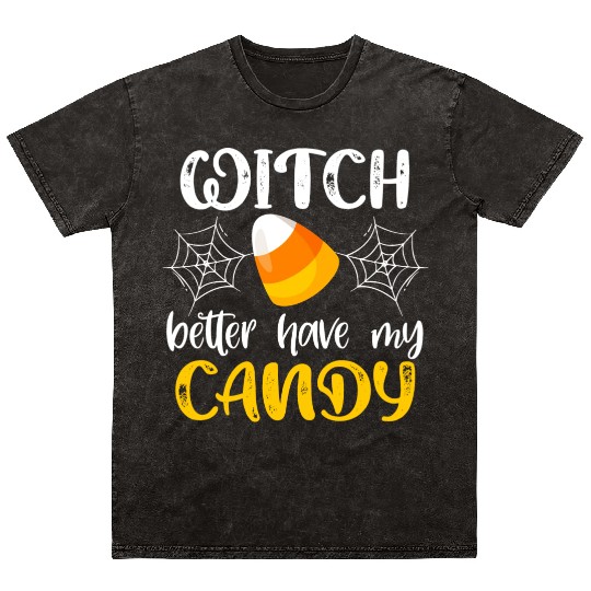 Halloween Witch Funny Candy Corn Trick Or Treat Mineral Wash T Shirts
