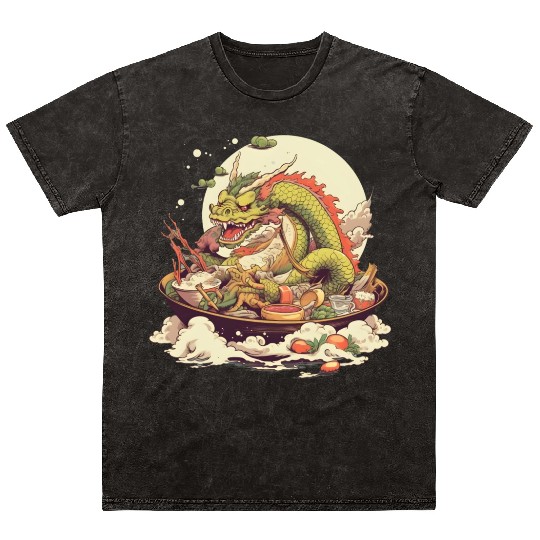 Sushi Dragon Japanesse Kawaii Mineral Wash T Shirts
