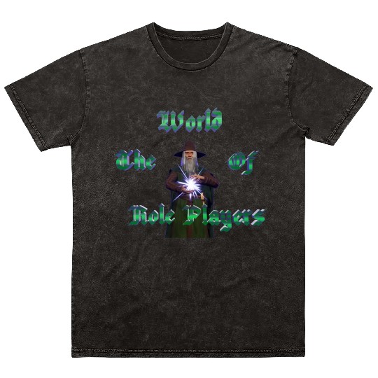 World of role players text with wizard Mineral Wash T Shirts
