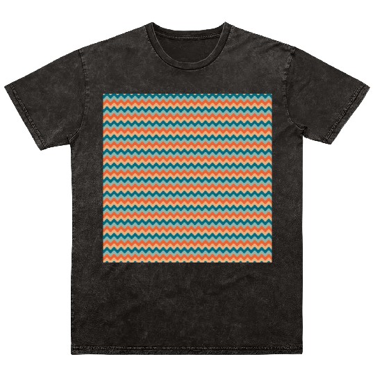 Retro Orange Teal Pattern Mineral Wash T Shirts