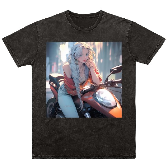 Cool Biker Chick Mineral Wash T Shirts