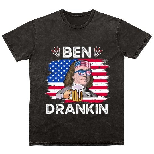 Ben Drankin US President Independence Day Mineral Wash T Shirts
