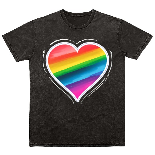 Pride Heart 2 - On Black Mineral Wash T Shirts