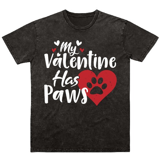 My Valentine Day Has Paws Funny Boy Girl Kid Gifts Mineral Wash T Shirts