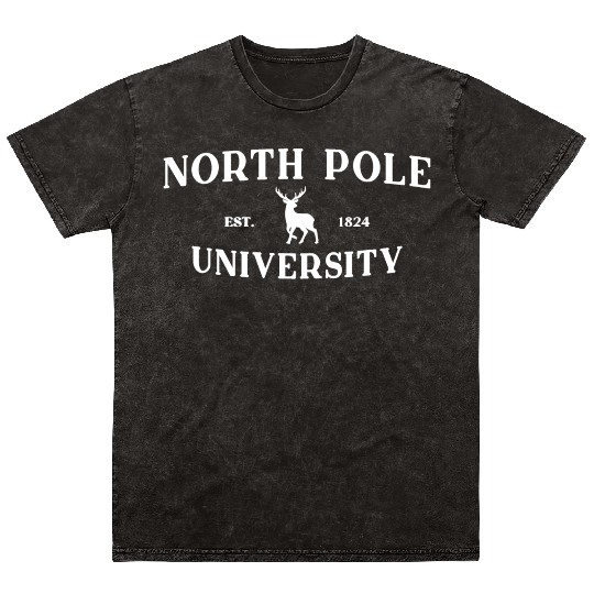 North Pole University - Reindeer - Merry Christmas Mineral Wash T Shirts