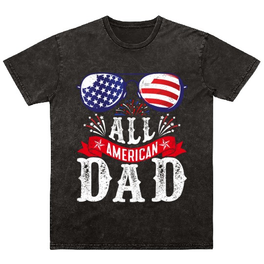 All American Dad America Pride US Patriot Mineral Wash T Shirts