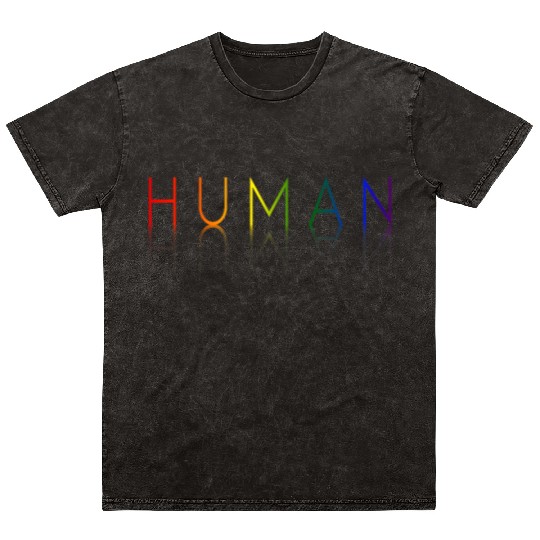 HUMAN LGBT Flag Gay Pride Month Transgender Mineral Wash T Shirts