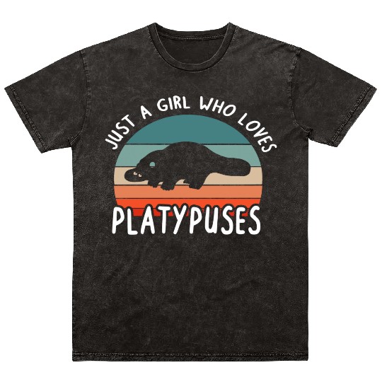 Girl Platypus Lover Illustration Animal Mineral Wash T Shirts
