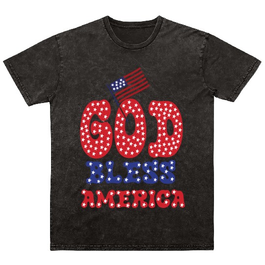 PATRIOTIC DAY GOD BLESS AMERICA Mineral Wash T Shirts