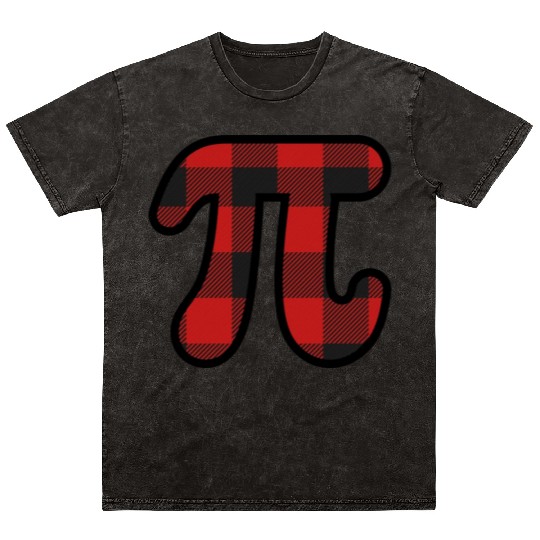 Pi Day Cute Buffalo Plaid Mineral Wash T Shirts