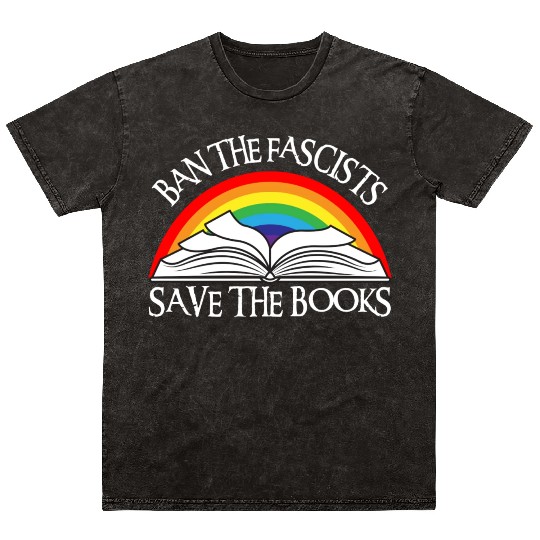 Ban The Fascists Save The Books aesthetic Mineral Wash T Shirts