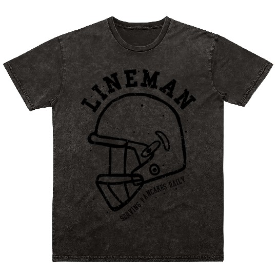 Lineman Serving Pancakes Daily Foot Ball Helmet Mineral Wash T Shirts