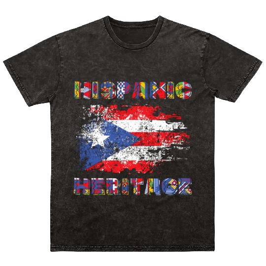 Puerto Rico Hispanic Heritage Month Mineral Wash T Shirts