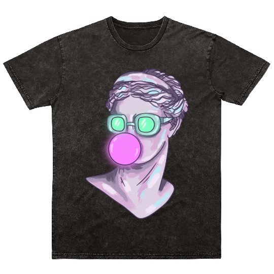 Cool Neon Greek Statue Lady Mineral Wash T Shirts