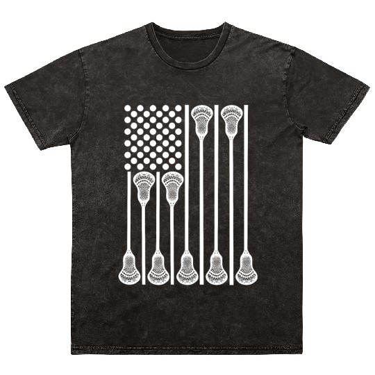 Patriotic US Lacrosse Player Mineral Wash T Shirts