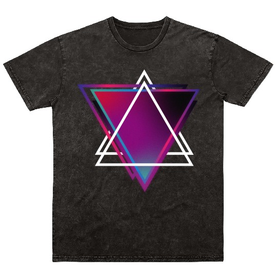 "Triangle Bliss: Geometric Marvel Mineral Wash T Shirts"