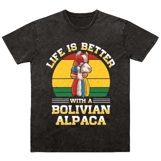 Bolivia Flag Bolivian Alpaca Lover Country South Mineral Wash T Shirts