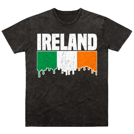Ireland Flag St Patricks Day Irish Flag Distressed Mineral Wash T Shirts