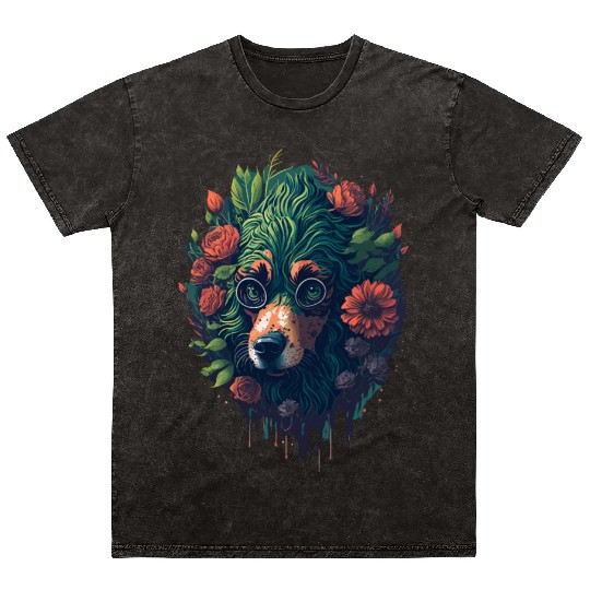 Floral Paws | Dog Earth Floral Design Mineral Wash T Shirts