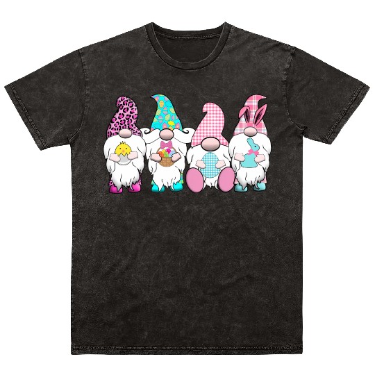 4 Easter Gnomes Pastel Spring Bunny Ears Gingham R Mineral Wash T Shirts