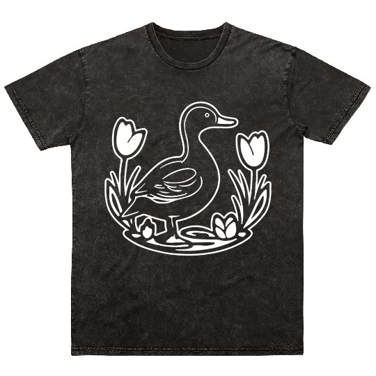 Duck Bird Nature Pond Mineral Wash T Shirts