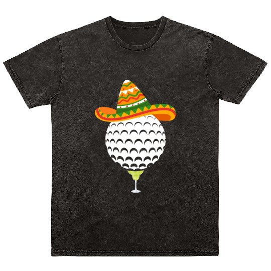 Margarita Golf Ball Mexican Sombrero Mineral Wash T Shirts